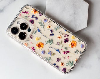 Ästhetische Sonnenblumen & Wildblumen Handyhülle für iPhone 15 14 13 Pro Max 12 Mini 11 XR 7 8 SE 2022 Galaxy S24 Aquarell Frühling Floral