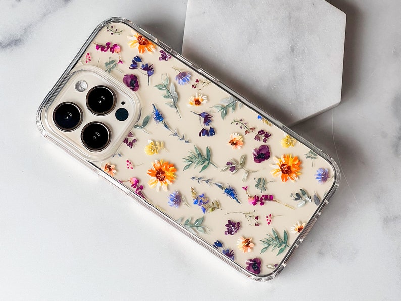 Aesthetic Sunflowers & Wild Flower Phone Case For iPhone 15 14 13 Pro Max 12 Mini 11 XR 7 8 SE 2022 Galaxy S24 Watercolor Spring Floral afbeelding 1