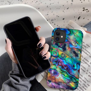 Abalone Shell Print Phone Case For iPhone 15 14 13 12 11 Pro Max XR XS Max 7 8 Plus SE Galaxy S24 Pixel 8 Case With Mollusk Paua Design