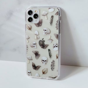 Halloween Grunge Skull Clear Phone Case With Creepy Aesthetic Design For iPhone 13 12 11 Pro Max XR XS Max 7 8 Plus SE 2020 Witchy Phone Case by The Urban Flair