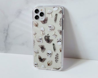 Halloween Grunge Skull Clear Phone Case With Curio Cabinet Aesthetic Design For iPhone 16 15 14 13 12 XR 7 8 SE S25 S24 Witch MagSafe Case