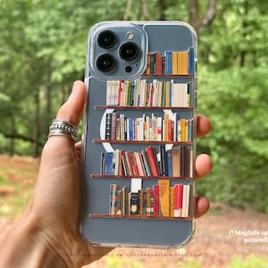 Book Shelf Phone Case - Clear Cover For iPhone 17 Pro Max 16e 15 14 13 Mini 7 8 & Galaxy S26 Ultra S25 - MagSafe Magnet Available