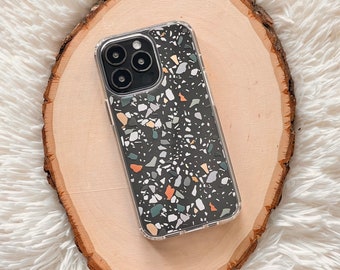 Terrazzo Phone Case For iPhone 13 12 Mini 11 Pro Max XR 7 8 Plus SE 2022 Phone Cover With Composite Mosaic Design Galaxy S22 Ultra