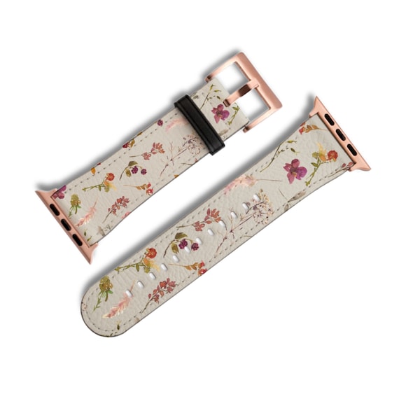 Watercolor Wildflower Apple Watch Band: Vegan Leather  display picture 3