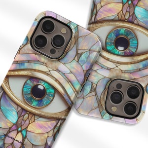 All Seeing Eye Stained Glass Illusion Print MagSafe Phone Case For iPhone 15 14 13 12 | Aesthetic Cover With Built In Magnet | On Sale!