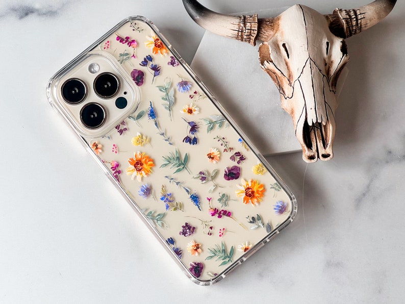 Aesthetic Sunflowers & Wild Flower Phone Case For iPhone 15 14 13 Pro Max 12 Mini 11 XR 7 8 SE 2022 Galaxy S24 Watercolor Spring Floral Bild 8