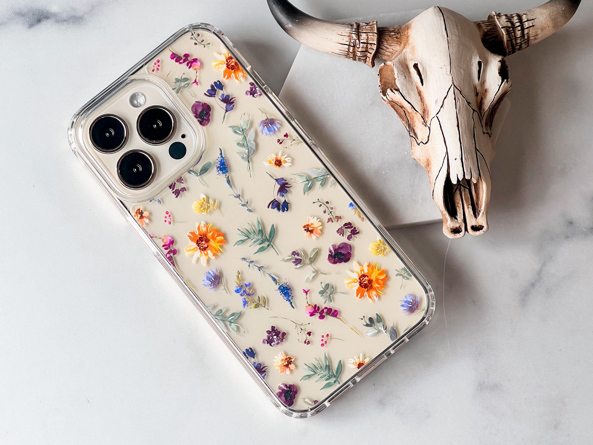 Aesthetic Sunflowers & Wild Flower Phone Case For iPhone 16 15 14 13 Pro Max 12 Mini XR 7 8 SE Galaxy S25 Watercolor Floral MagSafe