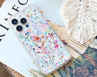 Colorful Paint Splatter Phone Case For iPhone 15 14 13 Pro Max 12 Mini XR 7 8 Clear Phone Case Galaxy S24 Cover With Design- On Sale!