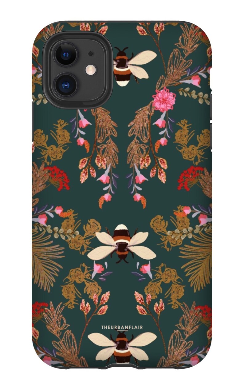 Dark Emerald Vintage Bees Phone Case for Iphone 12 Mini Pro Etsy
