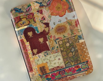 Boho Mixed Media Kindle Case - Saffiano Leather Cover For 11th Gen, Paperwhite 11th & 12th Gen (6", 6.8", 7") and Colorsoft