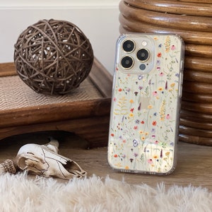Colorful Meadow Flowers Phone Case For iPhone 16 15 14 13 12 Mini XR 7 8 SE Clear Phone Case With Aesthetic Floral Design Galaxy S25 S24