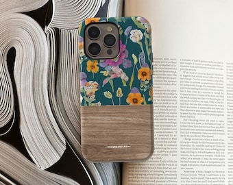 Flowers & Wood Print MagSafe Phone Case For iPhone 17 16 15 14 13 Galaxy S26