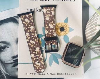 Cute Vintage Flowers Apple Watch Band For Series 4 5 6 7 8 9 10 11 SE Ultra 38mm 40mm 41mm 42mm 44mm 45mm 46mm 49mm Apple Watch Straps