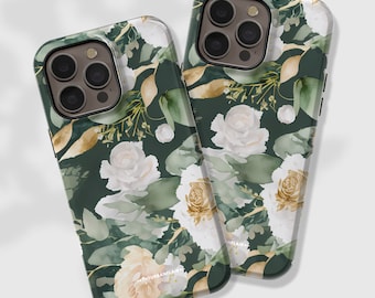 Emerald Green Roses Print MagSafe Case For iPhone 17 16 15 14 13 Galaxy S26