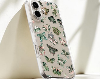 Luna Moths Clear Phone Case - Cover For iPhone 17 Pro Max Air 16e 15 14 13 Mini 7 8 SE & Galaxy S26 Ultra S25 - MagSafe Available