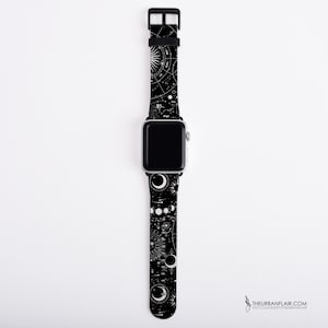 Mystic Zodiac Celestial Print Apple Watch Band For Women Faux Vegan Leather Witch iWatch Straps 38mm 40mm 42mm 44mm Series 6 7 8 SE 6 SE image 3