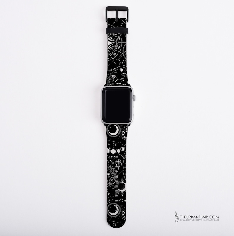 Mystic Zodiac Celestial Print Apple Watch Band For Women Faux Vegan Leather Witch iWatch Straps 38mm 40mm 42mm 44mm Series 6 7 8 SE 6 SE image 3