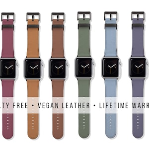 Solid Apple Watch Band 40mm 41mm 42mm 38mm iWatch Band Minimalist Apple Watch Straps 44mm 45mm 46mm Faux Vegan Leather All Series