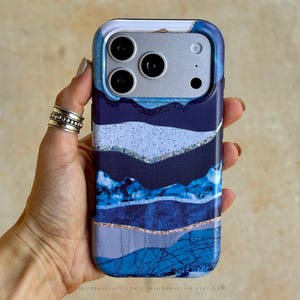 Blue Layered Mountains Print Phone Case For iPhone 18 Pro Max 17 16 15 14 13 12 11 7 8 SE Galaxy S26 S25 Google Pixel 11 10 9 8