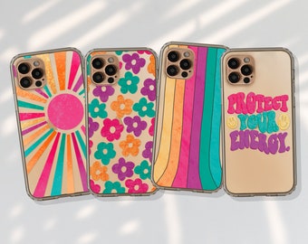 Colorful Retro Modern Abstract Cases For iPhone 15 14 13 Pro Max 12 Mini  XR X 7 8 SE 2022 Boho Collage With Shapes Design- On Sale!