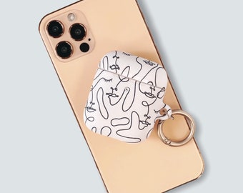 Minimal Line Art Faces Aesthetic Air Pods Case Air Pod Pro Cover With Keychain Carabiner Clip Airpod 1 2 Cases- On Sale!