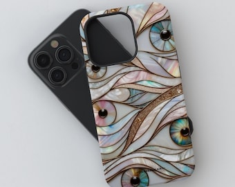 Pastel Eyes Stained Glass Illusion Print MagSafe Compatible Phone Case | Cover  For iPhone 15 14 13 12 |  Built In Magnet | On Sale!