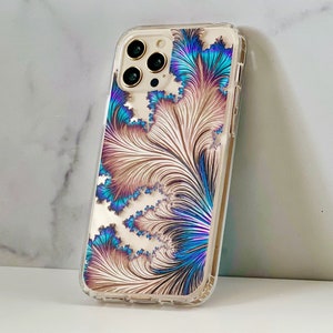 Unique Fractal Case For iPhone 16 15 14 13 Pro Max 12 Mini XR 7 8 SE Clear Cover With Art Deco ather Design Galaxy S25 S23 MagSafe