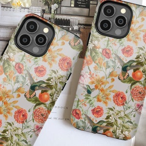 Vintage Floral Hummingbird Phone Case For iPhone 16e 15 Plus 14 13 Mini 12 Pro XR XS Max 7 8 Plus SE Galaxy S25 S24 S23 Google Pixel 9 8 Pro