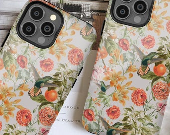 Vintage Floral Hummingbird Phone Case for iPhone 17 16 15 14 13 12
