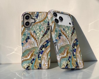 Sea Goddess Mosaic Print Tough Phone Case - Cover For iPhone 17 Pro Max Air 16e 15 14 13 12 Mini, Galaxy S26 Ultra & Pixel 10 9 8