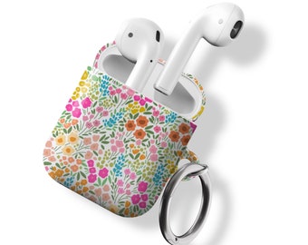 Cute Colorful Flowers Air Pods Case New Air Pod Pro 2nd Gen Cover With Keychain Carabiner Clip Airpod 1 2 Cases Floral Design- On Sale!