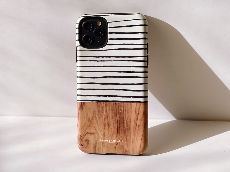 Modern Striped Wood Print For iPhone 13 12 11 Pro XS Max X XR 7 8 Plus SE 2020 Galaxy S10 S20 Protective Tough Phone Cover The Urban Flair