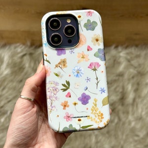 Cute Pressed Flowers Print MagSafe Phone Case For iPhone 16 15 14 13 12 Series (Mini, Plus, Pro Max) Cover With Built In Magnet- On Sale!