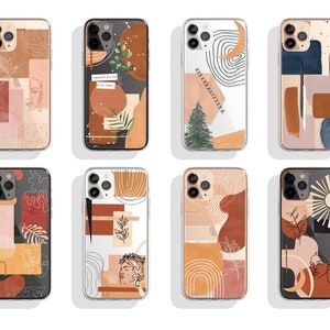 Boho Modern Shapes Collage Phone Case for iPhone 17 16 15 Pro 14 Plus 13 12 Mini XR 7 8 SE 2022 S25 S24 With Aesthetic Design MagSafe