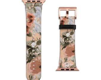 Peach Vintage Flowers Apple Watch Band Series 3 4 5 6 7 8 9 10 11 SE Ultra 38mm 40mm 41mm 42mm 44mm 45mm 46mm 49mm Apple Watch Straps