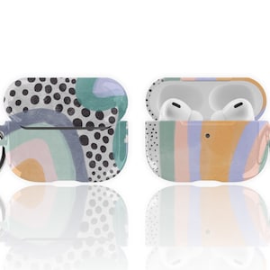 Aesthetic Abstract Pastel AirPods Case Air Pods Case Pretty Air Pod Pro Cover With Keychain Carabiner Clip Airpod 1 2 Cases- On Sale!
