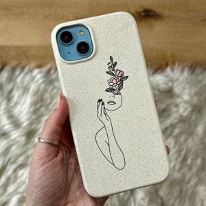 Feminine Line Art Eco Friendly Biodegradable Phone Case For iPhone 15 14 13 12 Mini 11 Pro Max 7 8 SE 2020 Galaxy S24 S21