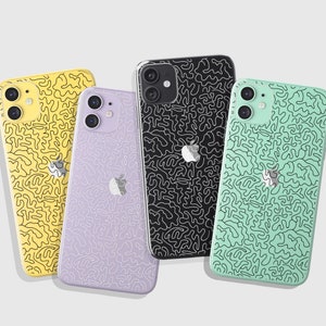 Line Art Doodle Clear Phone Case For iPhone 16 15 14 13 Pro Max 12 Mini XR 7 8 SE 2022 Galaxy S24 S23 Phone Case With Minimal Design MagSafe