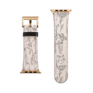 Botanical Line Art Apple Watch Band For Series 3 4 5 6 7 8 9 10 11 SE Ultra 2 38mm 40mm 41mm 42mm 44mm 45mm 46mm 49mm Apple Watch Straps