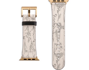 Botanical Line Art Apple Watch Band For Series 3 4 5 6 7 8 9 10 11 SE Ultra 2 38mm 40mm 41mm 42mm 44mm 45mm 46mm 49mm Apple Watch Straps