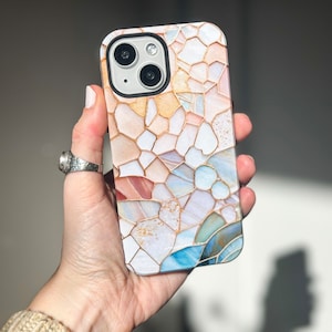 Aesthetic Stained Glass Illusion Print MagSafe Phone Case For iPhone 16 15 14 13 12 Series (Mini, Plus, Pro Max) Abstract Cover With Magnet
