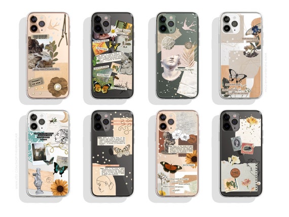 Aesthetic Scrap Collage Clear Cases for iPhone 15 Pro 14 Plus 