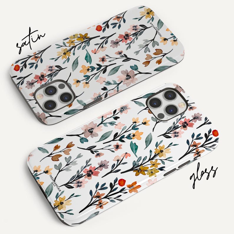 Cute Fall Watercolor Flowers Phone Case For iPhone 17 16 15 14 13 11 7 8 SE Galaxy S26 S25 Google Pixel 10 9 8 afbeelding 4