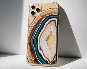 Agate Slice Geode Phone Case For iPhone 17 Air 16e 15 Pro 14 13 Mini 7 8 SE Galaxy S26 S25 Case With Design The Urban Flair MagSafe Case