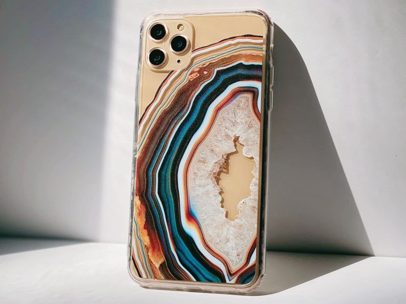 Agate Slice Geode Phone Case For iPhone 13 12 Mini  XR X 7 8 SE 2022 Clear Cover Galaxy S22 With Design The Urban Flair 