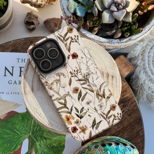 Autumn Floral Foliage Phone Case For iPhone 17 16 15 14 13 12 11 7 8 SE Galaxy S25 S25 Pixel 9 8 With Cute Fall Design