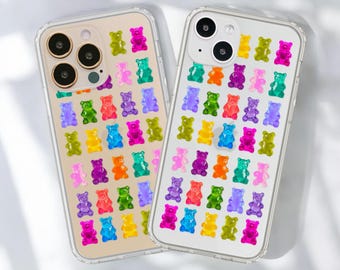 Colorful Gummy Bear Print Phone Case For iPhone 17 Air 16e 15 14 13 Pro Max Mini 7 8 SE Galaxy S26 S25 Aesthetic Design MagSafe Clear Cover