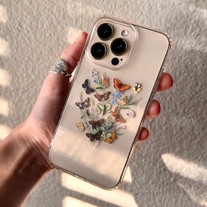 Vintage Butterfly Botany Phone Case For For iPhone 15 14 13 12 Mini 11 XR X 7 8 SE 2022 S24 Clear Case With Floral Design The Urban Flair