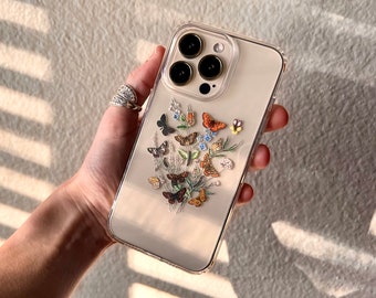 Vintage Butterfly Botany Phone Case For For iPhone 15 14 13 12 Mini 11 XR X 7 8 SE 2022 S24 Clear Case With Floral Design The Urban Flair