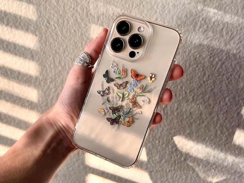 Vintage Butterfly Botany Phone Case For For iPhone 13 12 Mini  XR X 7 8 Clear Case TPU Hybrid Floral Design The Urban Flair 